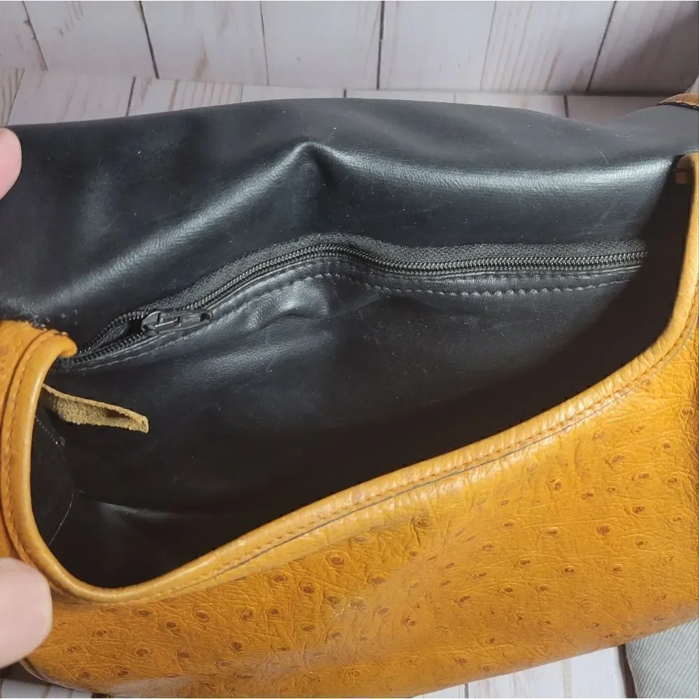 Francois Marot Paris Ostrich Leather Classic Flap Bag crossbody Vintage